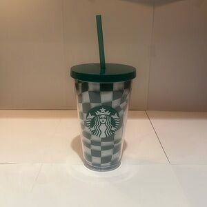 NEW Starbucks 16oz Grande Green Checkered Green Tumbler